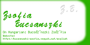 zsofia bucsanszki business card